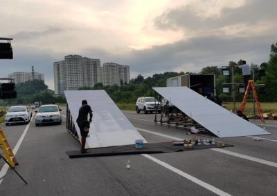 Scaffold-based motocross ramps for film shooting at Putrajaya